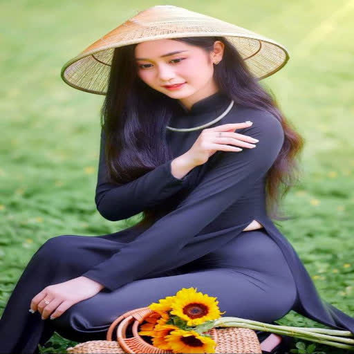 thoi trang ao dai satin den