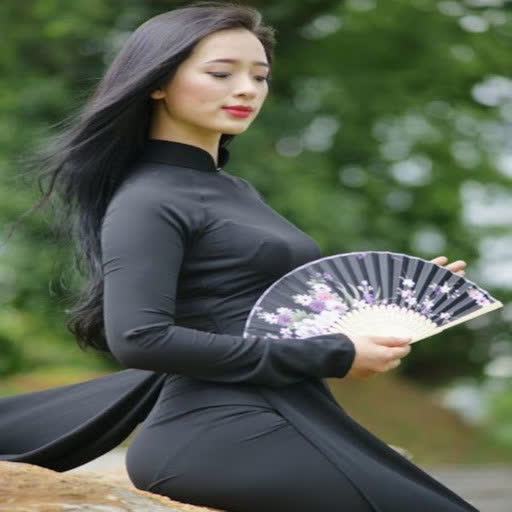 thoi trang ao dai satin den