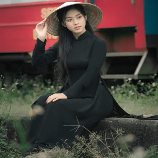 thoi trang ao dai satin den