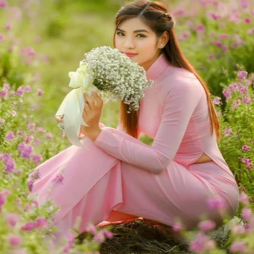 thoi trang ao dai satin hong