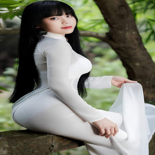 thoi trang ao dai satin trang