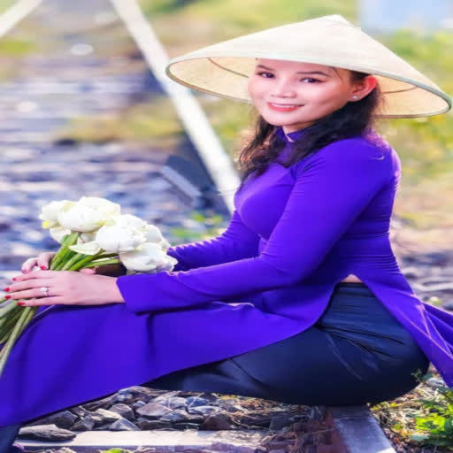 thoi trang ao dai satin xanh